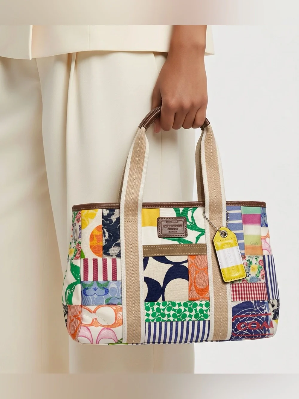 Vintage Coach Hampton Y2K Weekend Signature Multicolor Patchwork Tote 10454 GUC